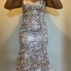 Rose gold sequence long mermaid dress